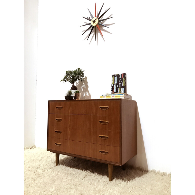 Mid-century chest of drawers in teak and solid birch - 1960s