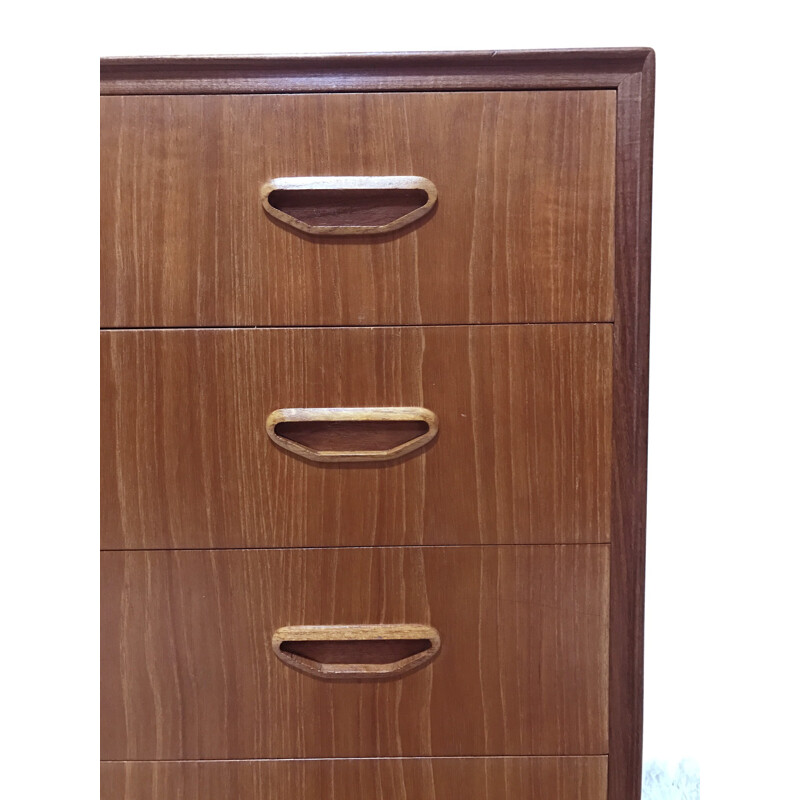 Mid-century chest of drawers in teak and solid birch - 1960s