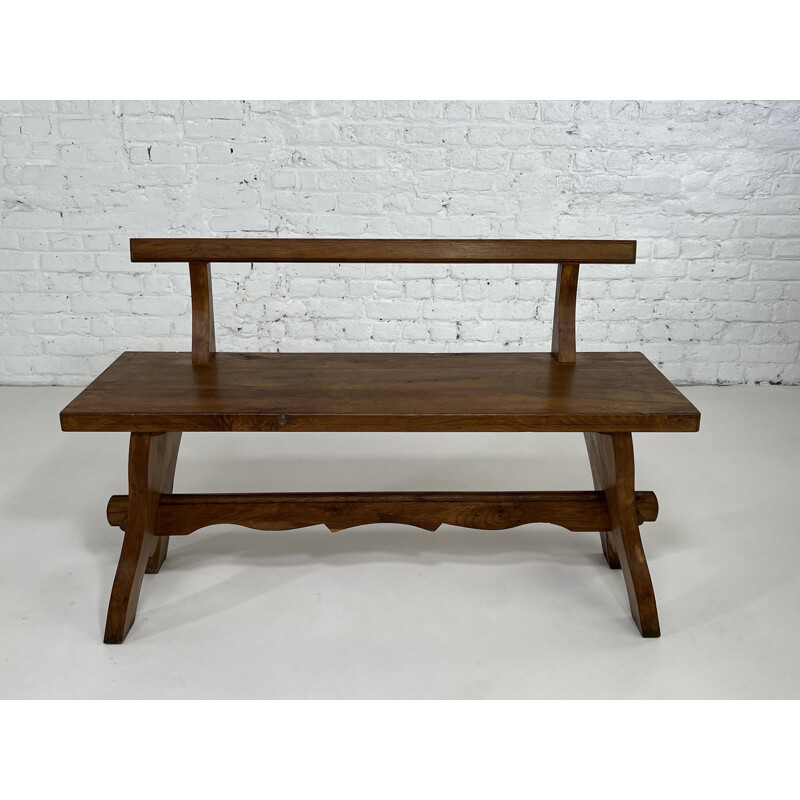 Panchina vintage in legno massiccio, 1950-1960