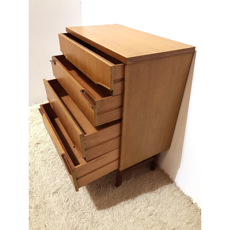 Mid-century Remploy chest of drawers in oak and teak - 1960s