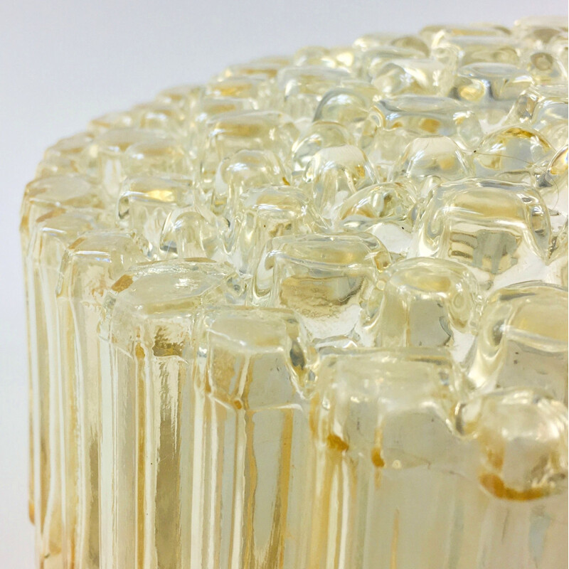 Mid-century German amber glass ceiling lamp by Helena Tynell for Limburg, 1970s