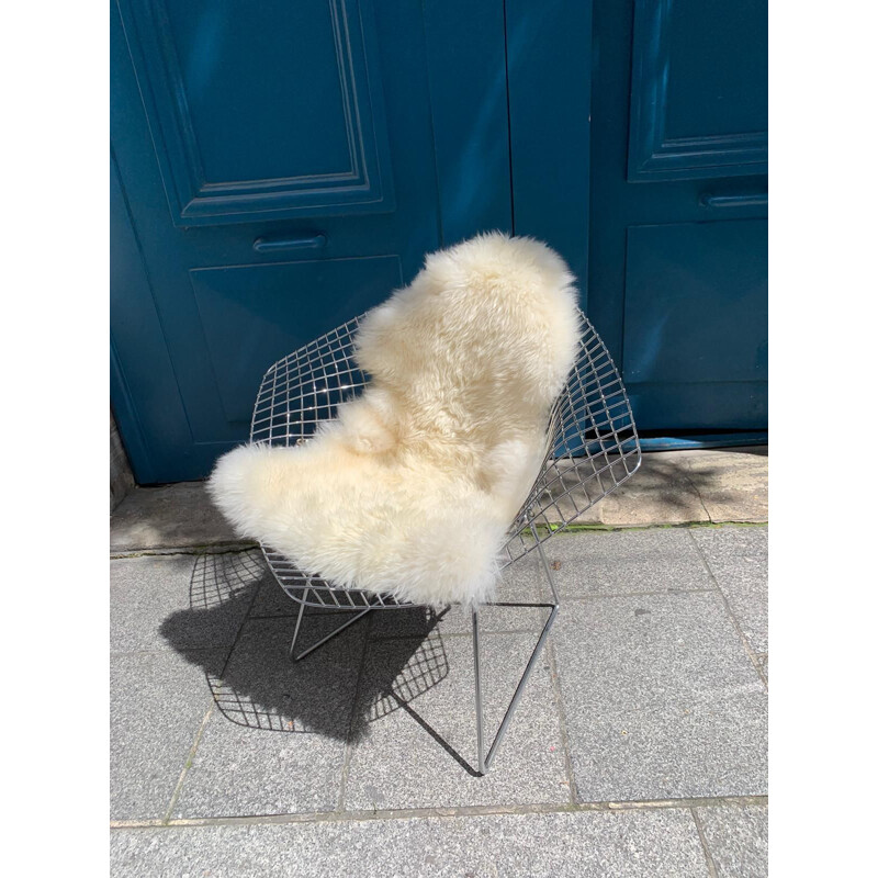 Vintage Diamond armchair with sheepskin by Harry Bertoia, 1960s