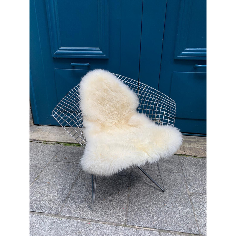 Vintage Diamond armchair with sheepskin by Harry Bertoia, 1960s