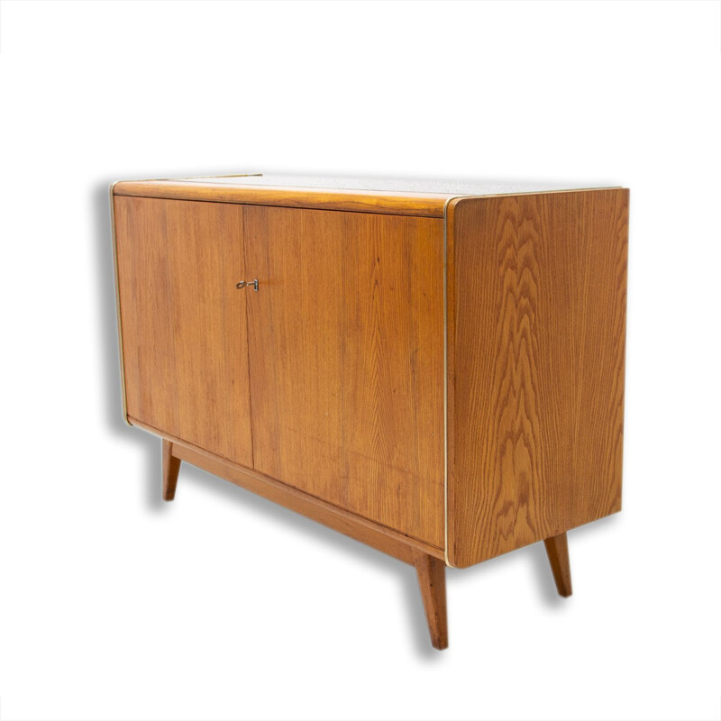 Vintage sideboard in beech and opaxite glass by Hubert Nepožitek and Bohumil Landsman for Jitona, 1960