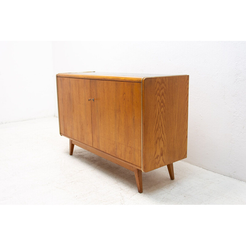 Vintage sideboard in beech and opaxite glass by Hubert Nepožitek and Bohumil Landsman for Jitona, 1960