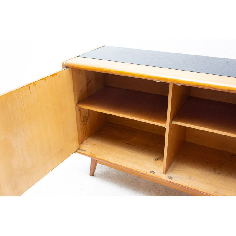 Vintage sideboard in beech and opaxite glass by Hubert Nepožitek and Bohumil Landsman for Jitona, 1960