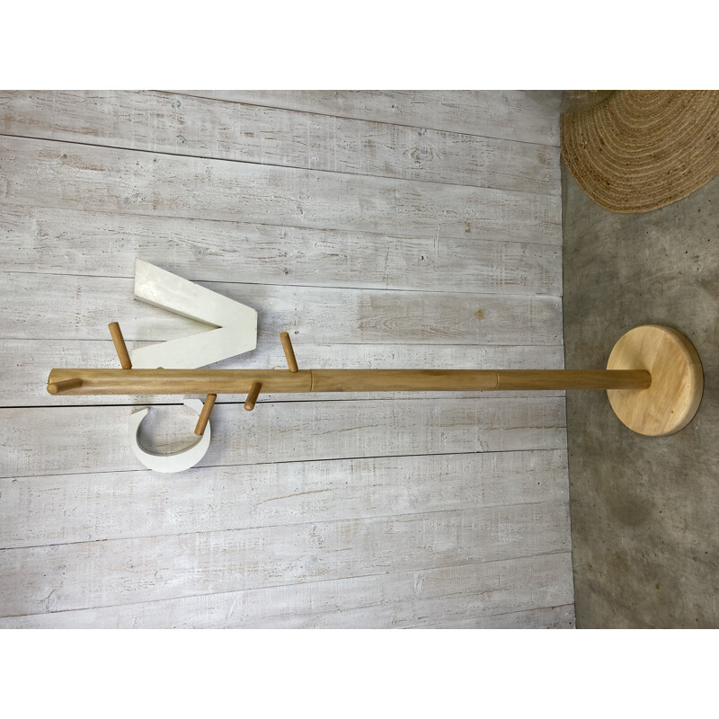 Vintage wooden coat rack with 6 hooks