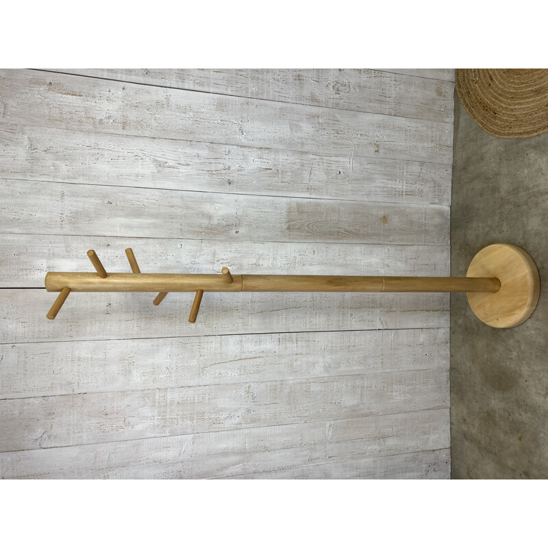 Vintage wooden coat rack with 6 hooks