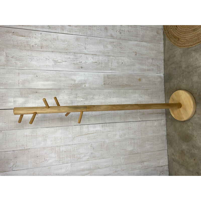 Vintage wooden coat rack with 6 hooks