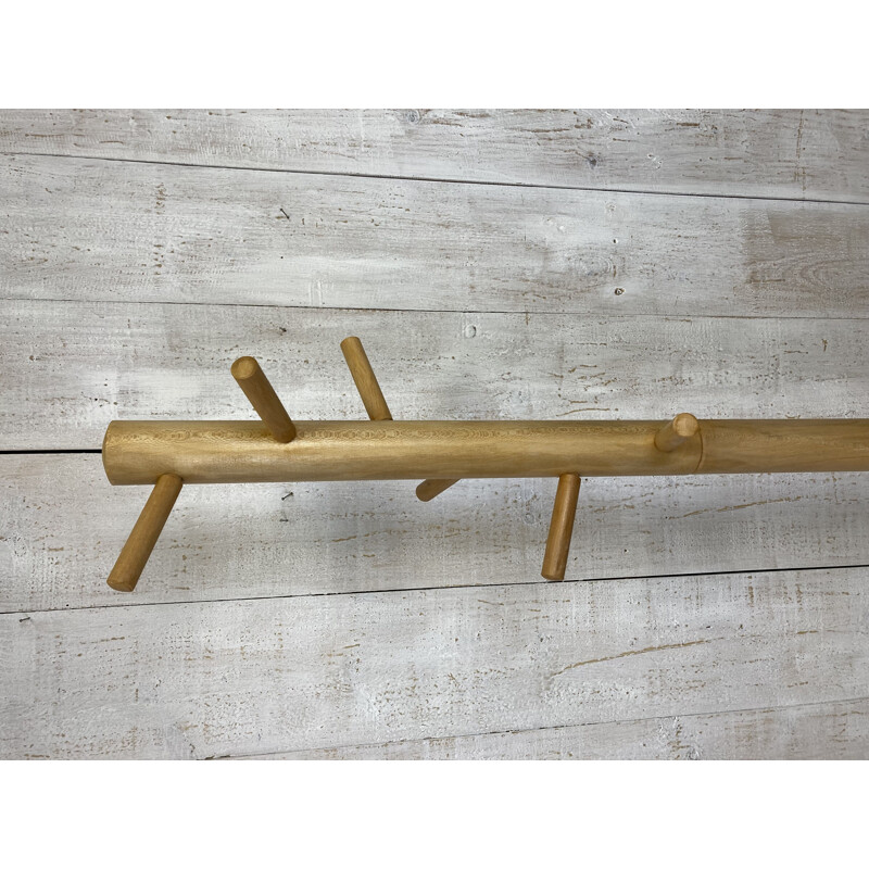 Vintage wooden coat rack with 6 hooks