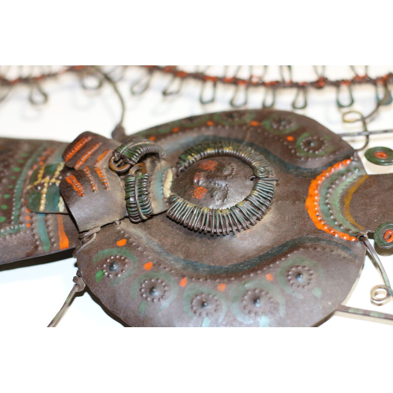 Vintage metal wall sculpture by M. Therieve