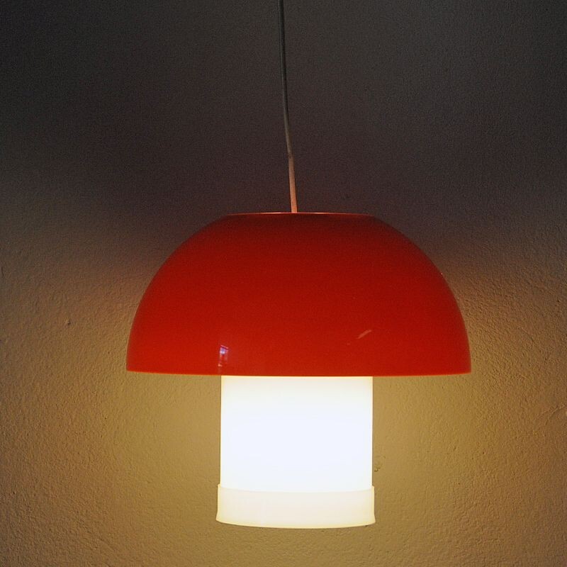 Lampada da tavolo vintage arancione di Bent Karlby per ASK Belysninger, Danimarca 1970