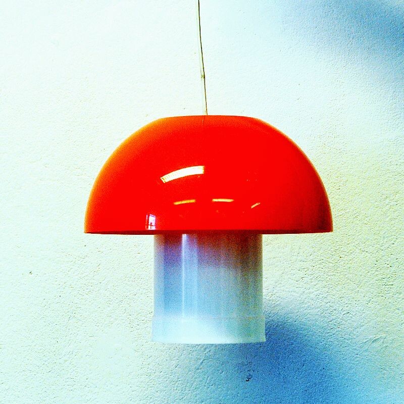 Lampada da tavolo vintage arancione di Bent Karlby per ASK Belysninger, Danimarca 1970