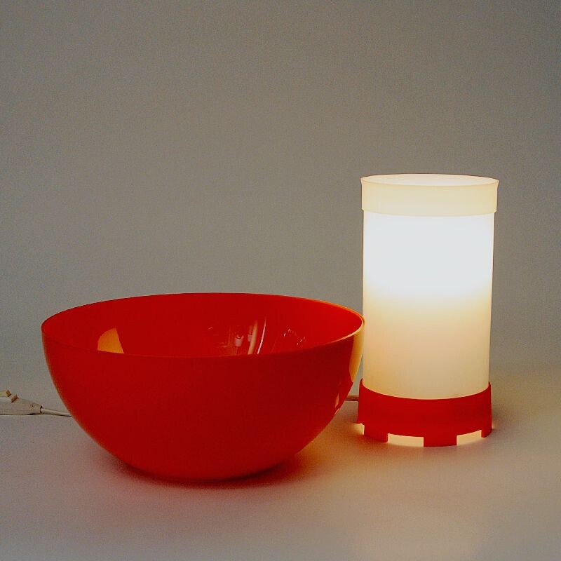 Lampe de table orange vintage par Bent Karlby pour ASK Belysninger, Danemark 1970