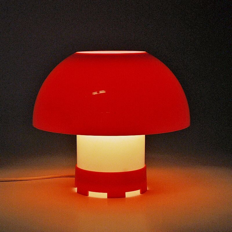 Lampada da tavolo vintage arancione di Bent Karlby per ASK Belysninger, Danimarca 1970