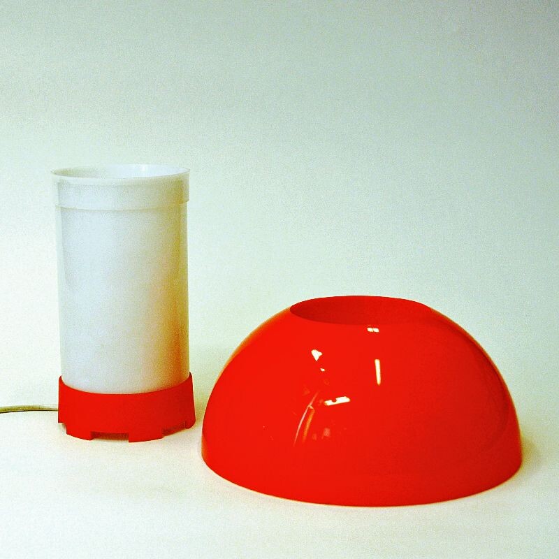Lámpara de mesa naranja vintage de Bent Karlby para ASK Belysninger, Dinamarca 1970