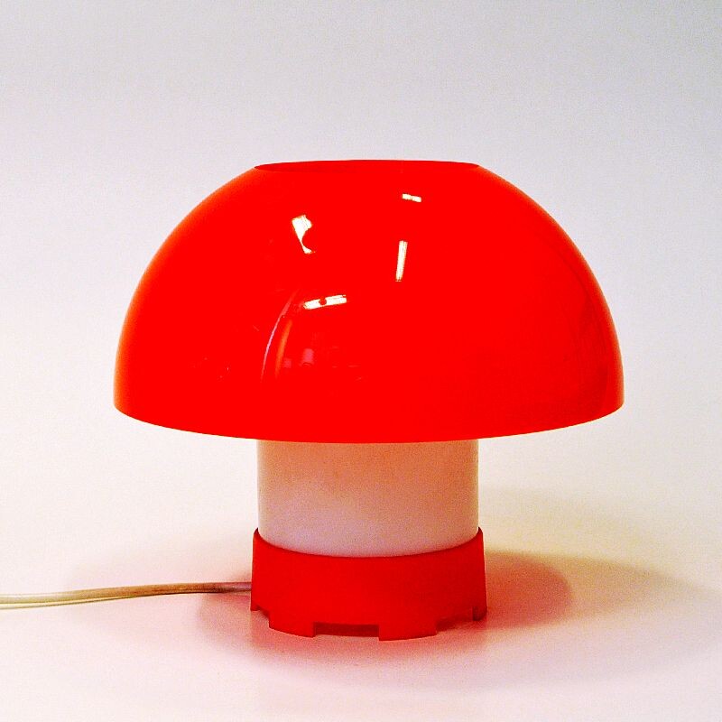 Lampe de table orange vintage par Bent Karlby pour ASK Belysninger, Danemark 1970