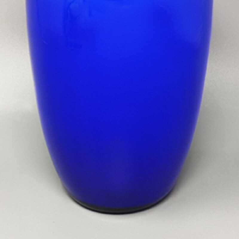 Vase bleu vintage en verre de Murano par Nason, Italie 1960