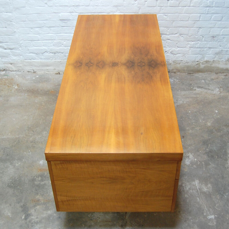 Vintage walnut veneer desk by Pierre Guariche for Meurop, 1960s