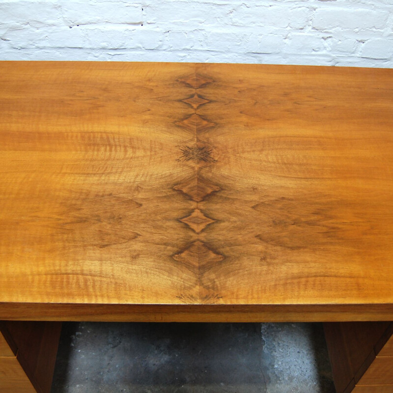 Vintage walnut veneer desk by Pierre Guariche for Meurop, 1960s