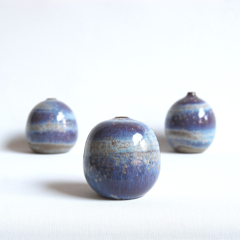 Set of 3 vintage crystallized ceramics by Antonio Lampecco