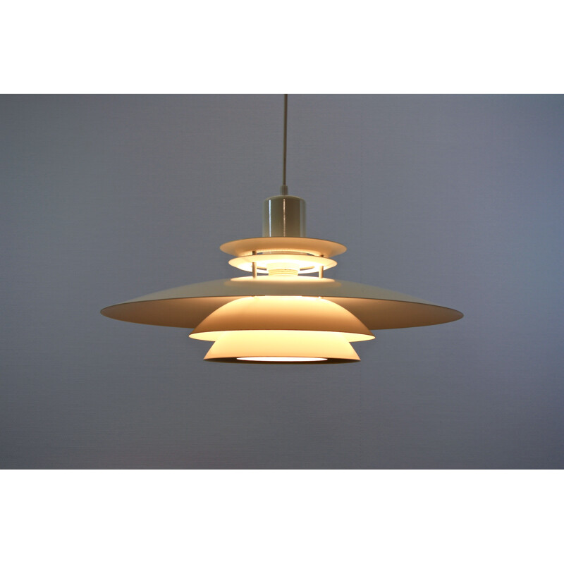 Large Danish pendant in off-white aluminium - 1970s