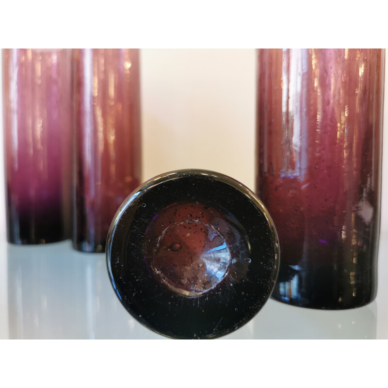 Set of 6 vintage glass tubes blown by Biot, France 1970s