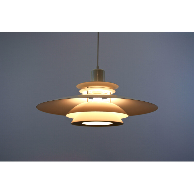 Large Danish pendant in off-white aluminium - 1970s