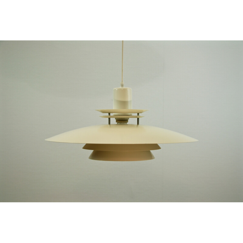 Large Danish pendant in off-white aluminium - 1970s