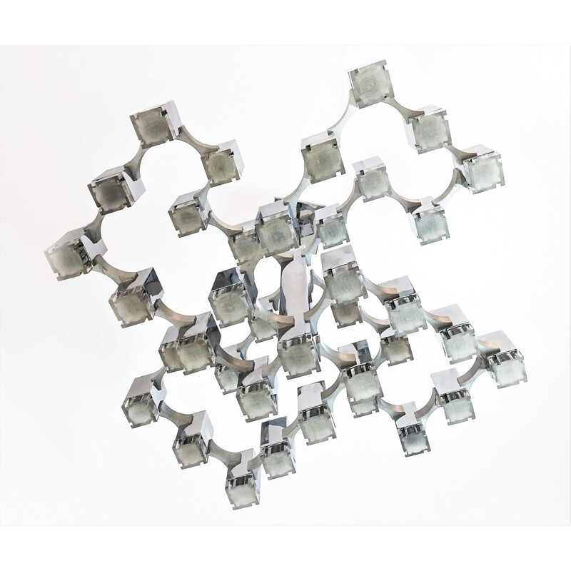 Lustre cubique vintage à 37 lumières par Gaetano Sciolari