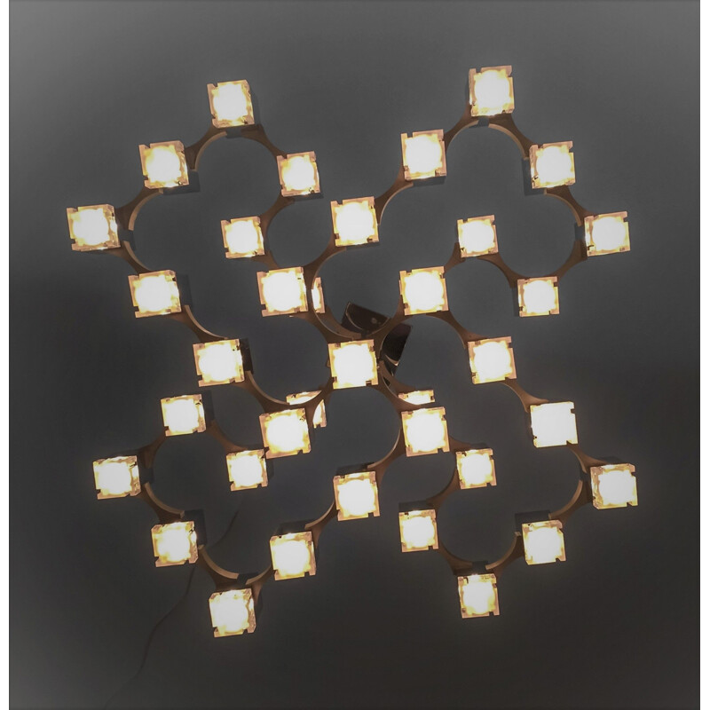 Vintage Cubic chandelier with 37 lights by Gaetano Sciolari