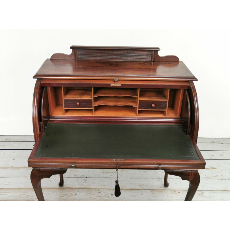 Bureau vintage à cylindre en acajou, Angleterre 1910