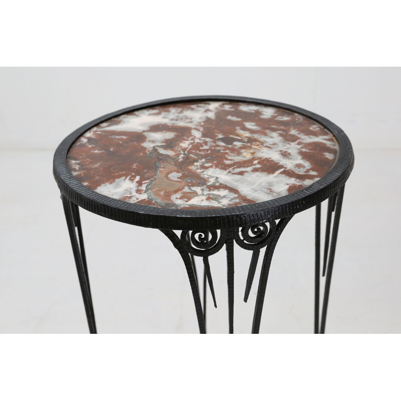Vintage wrought iron and marble Art Deco side table