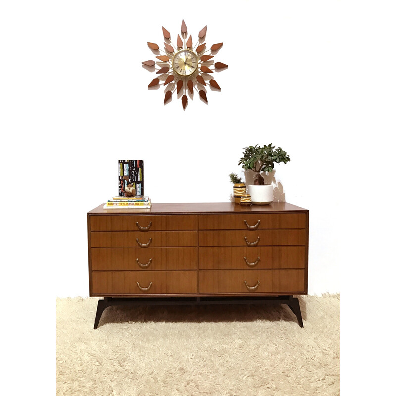 Large Meredew chest of drawers in wood and metal - 1950s