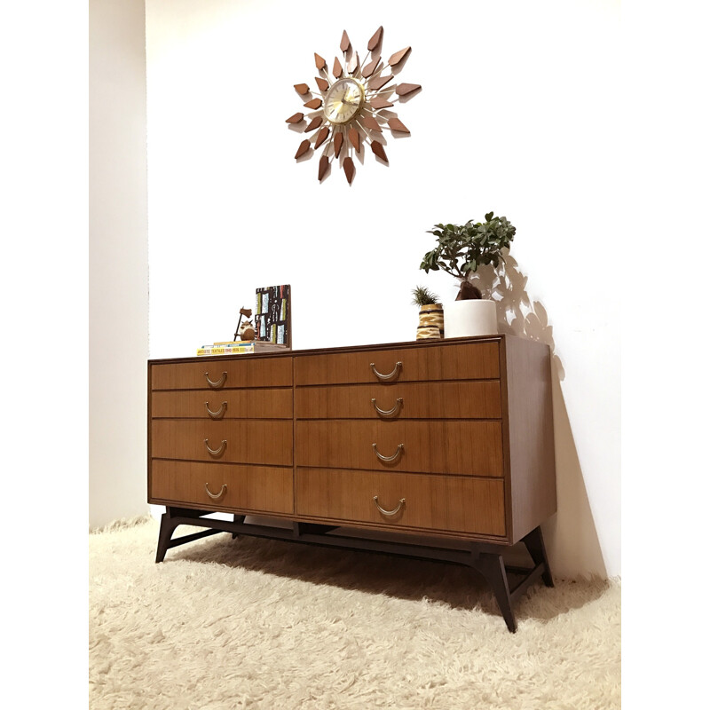 Large Meredew chest of drawers in wood and metal - 1950s