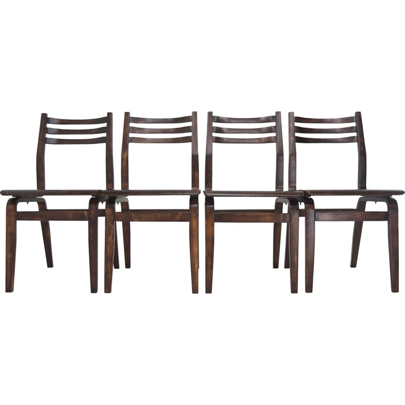 Ensemble de 4 chaises vintage par Ludvík Volák, Tchécoslovaquie 1960