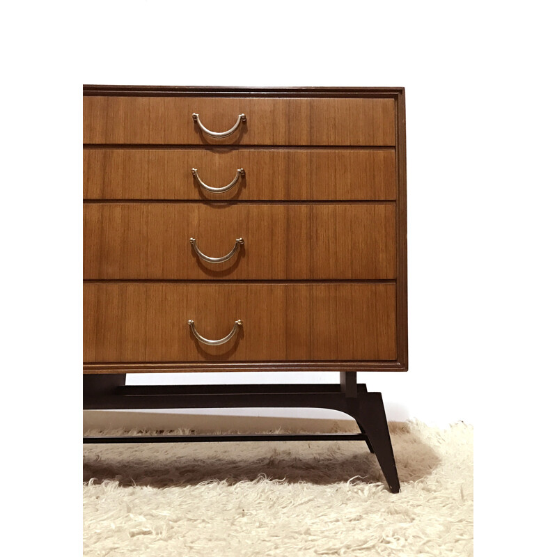 Large Meredew chest of drawers in wood and metal - 1950s