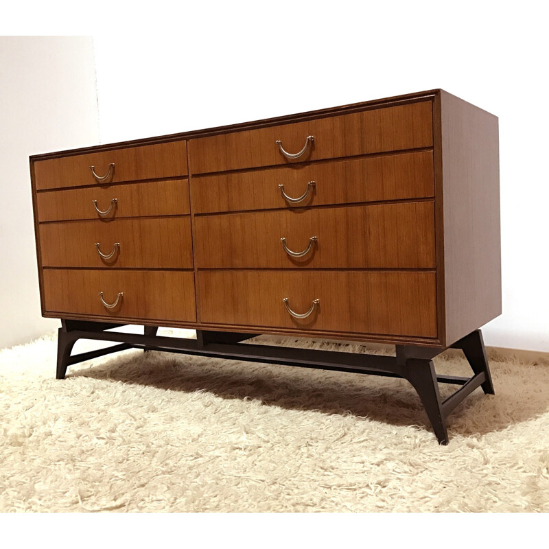 Large Meredew chest of drawers in wood and metal - 1950s