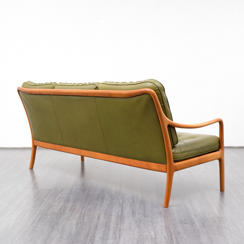 Sofa in cherrywood and leather - 1960s