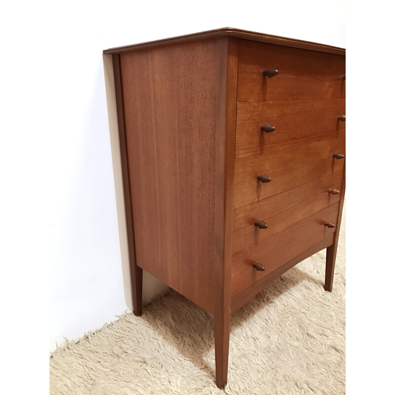 Mid-century chest of drawers in afromosia wood - 1960s