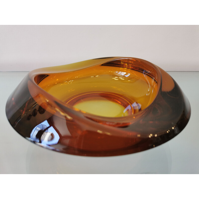 Vintage ashtray in amber glass, 1970s