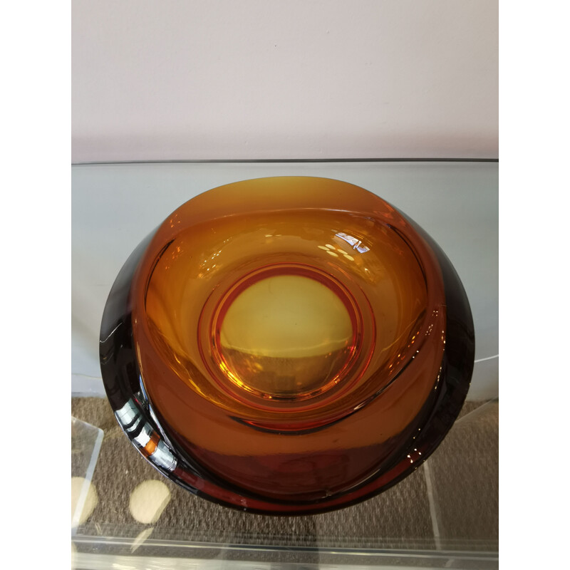 Vintage ashtray in amber glass, 1970s