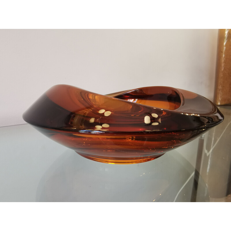 Vintage ashtray in amber glass, 1970s