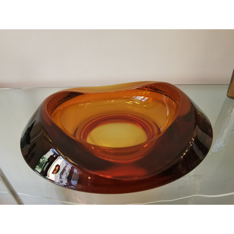 Vintage ashtray in amber glass, 1970s
