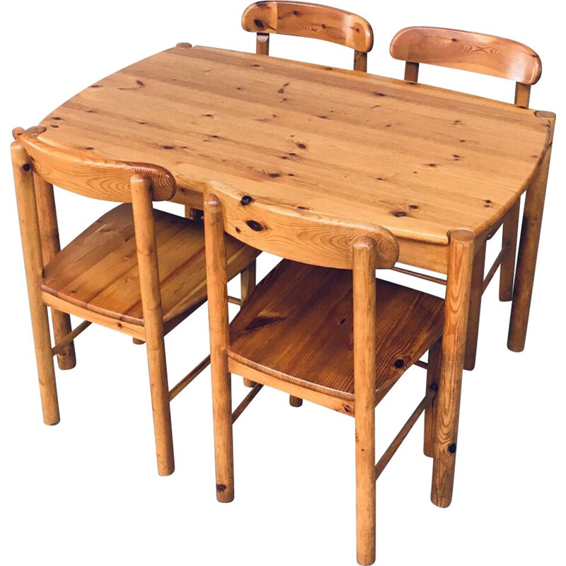 Vintage pine dining set, Denmark 1975