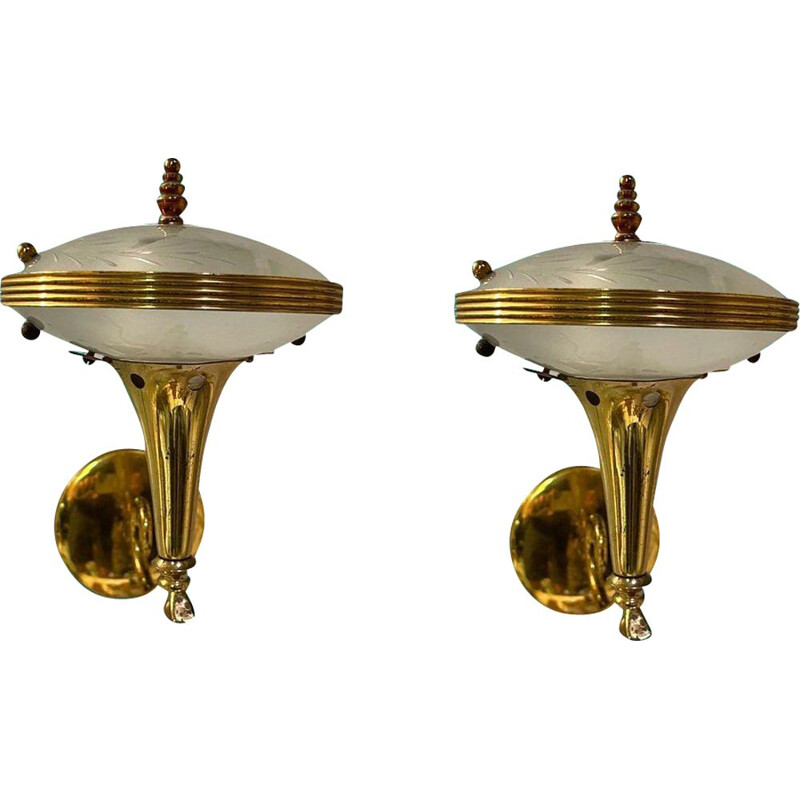 Pair of vintage Italian wall lamps by Pietro Chiesa for Fontana Arte, 1940s