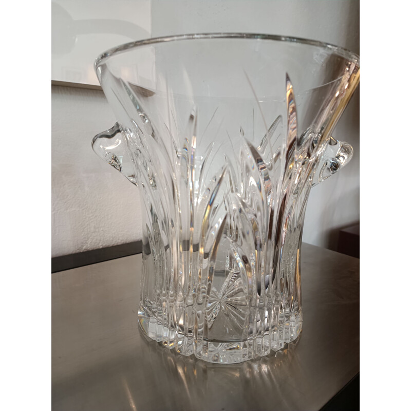 Vintage-Eiskübel aus geschliffenem Kristallglas, Frankreich 1970