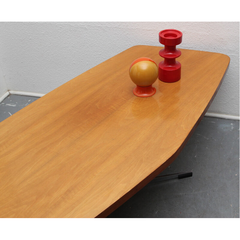 Coffee table in walnut and chromed metal - 1960s