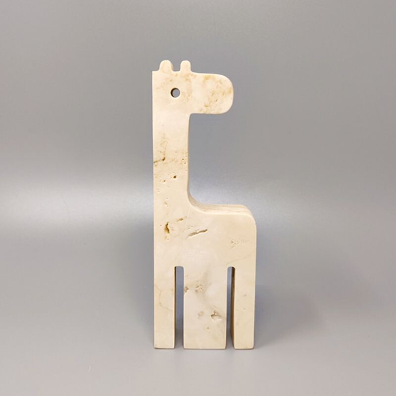Escultura vintage de jirafa en travertino de Enzo Mari para F.lli Mannelli, 1970