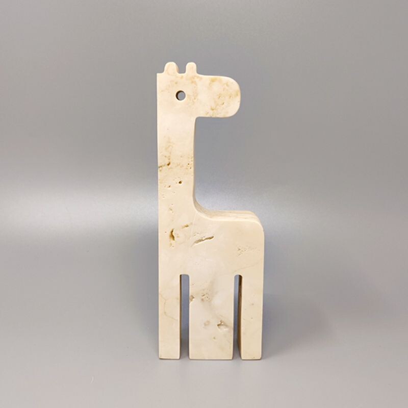 Vintage giraffe sculptuur in travertijn door Enzo Mari voor F.lli Mannelli, 1970